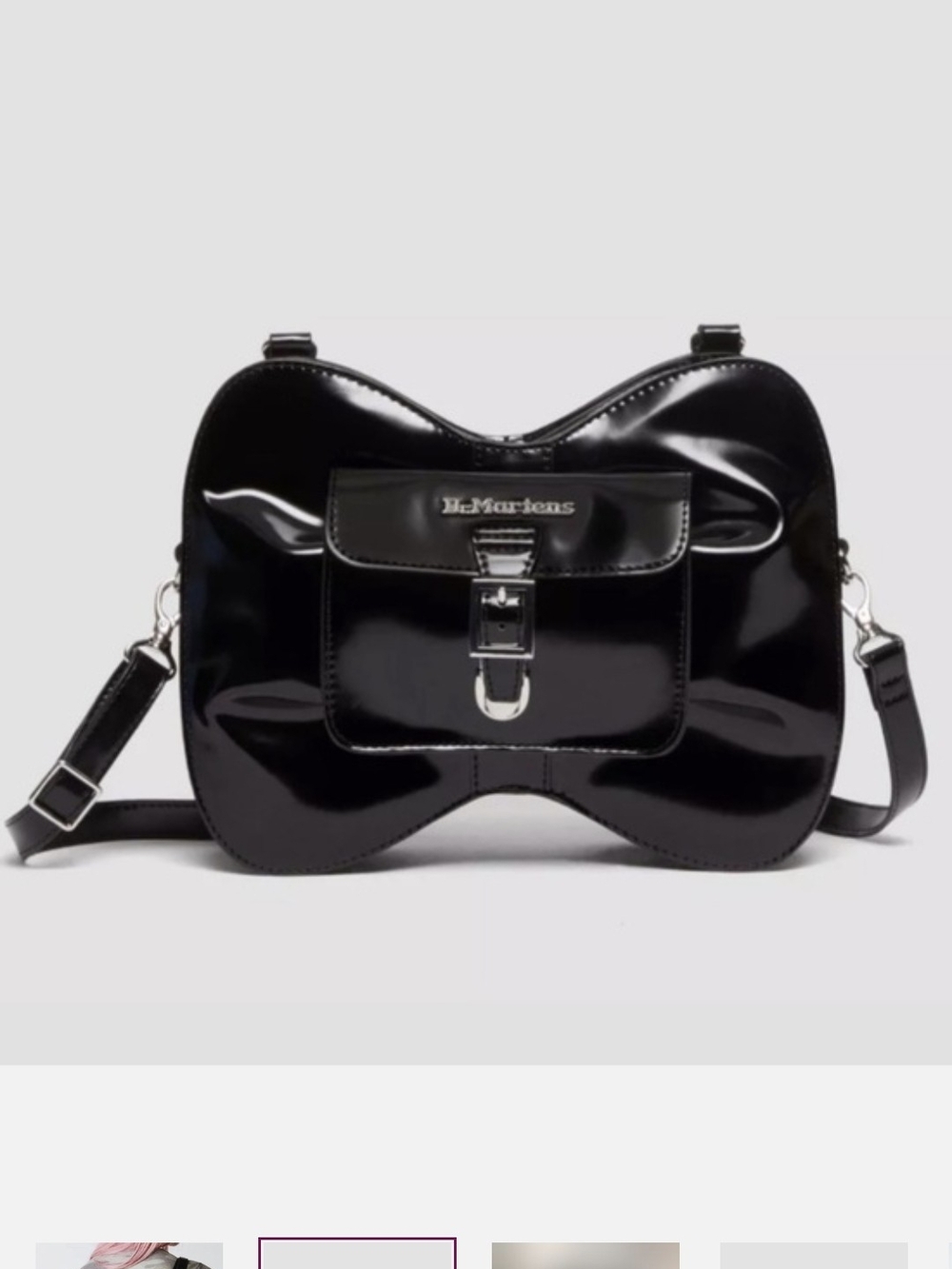 Dr. Martens Black Patent Bow-Shape Crossbody Bag